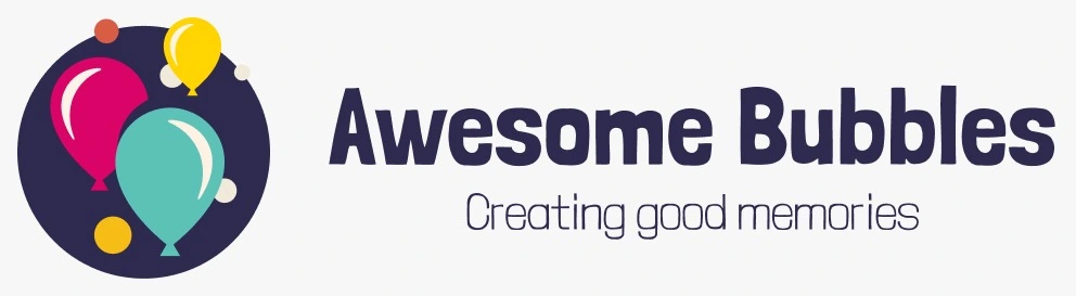 text awesome bubbles  on a purple background